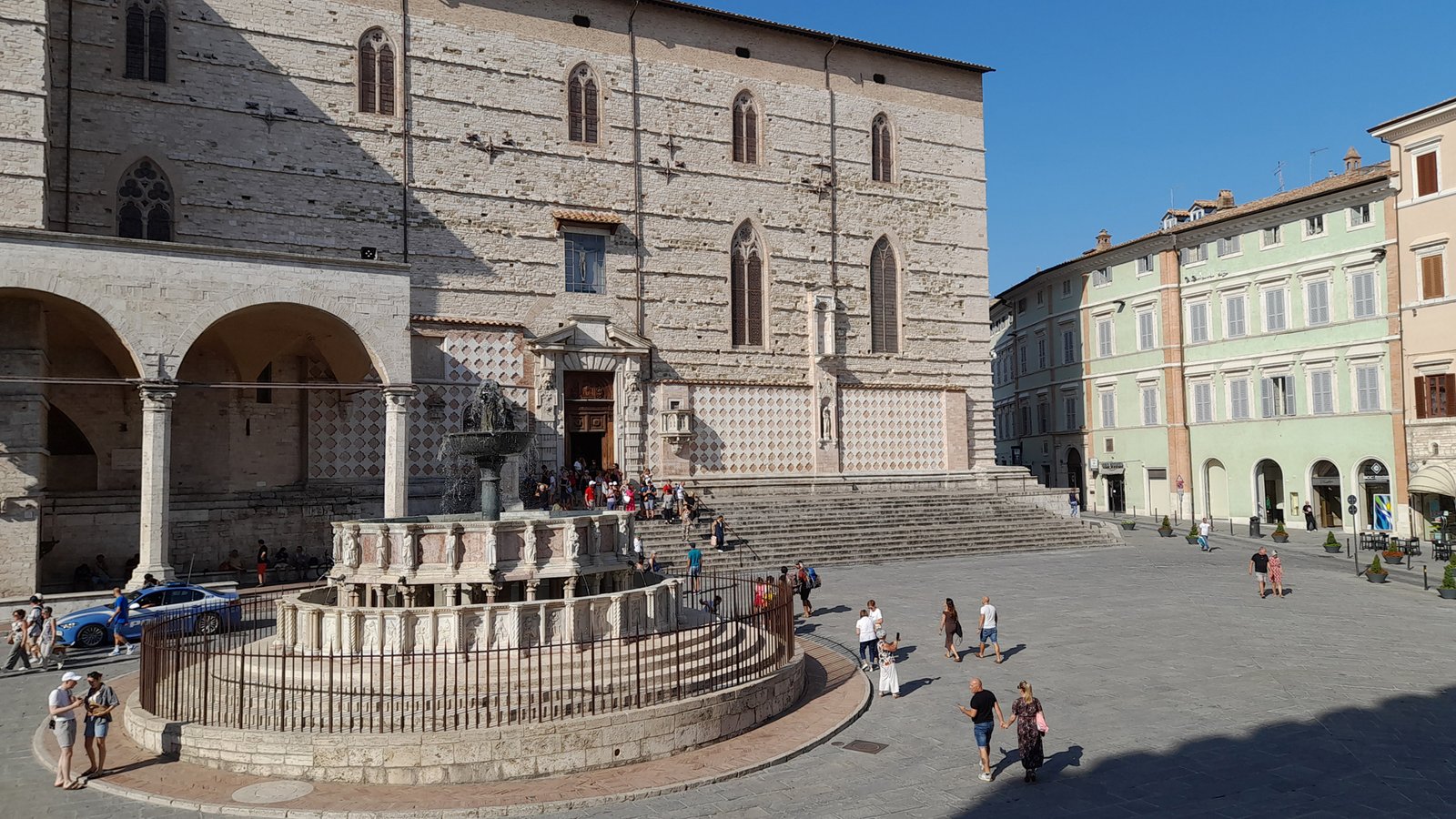 The Fontana Maggiore in front of the loggia of Perugia Cathedral.